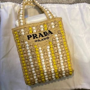 Prada Beaded raffia tote- Brand New